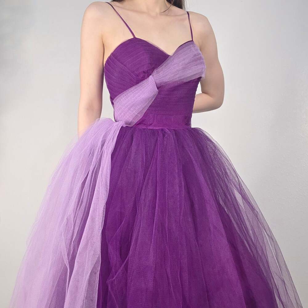 Vintage 1950s Purple Tulle Ball Gown Lavender Prom Dress Fairy Tale